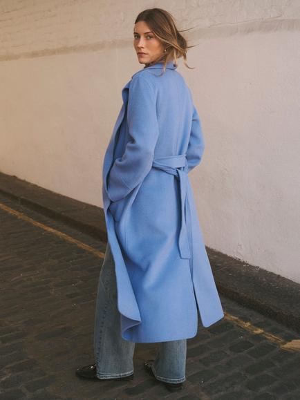 NRBY Tasha Wool Rich Overcoat, Azure Blue - view 2, Azure Blue