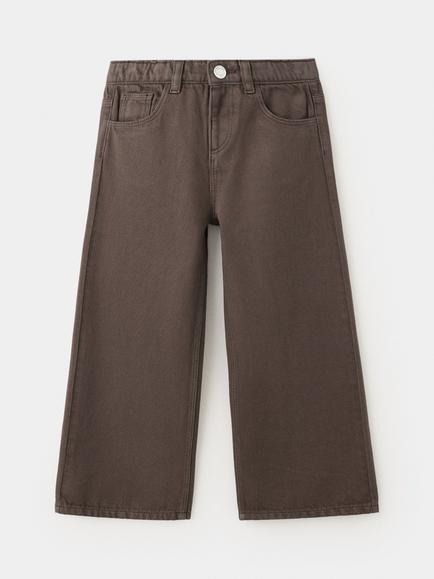 Mango Kids' Mid Rise Wide Leg Jeans, Brown, Brown