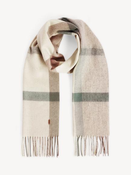 Hobbs Chessie Check Wool Scarf, Green, Green