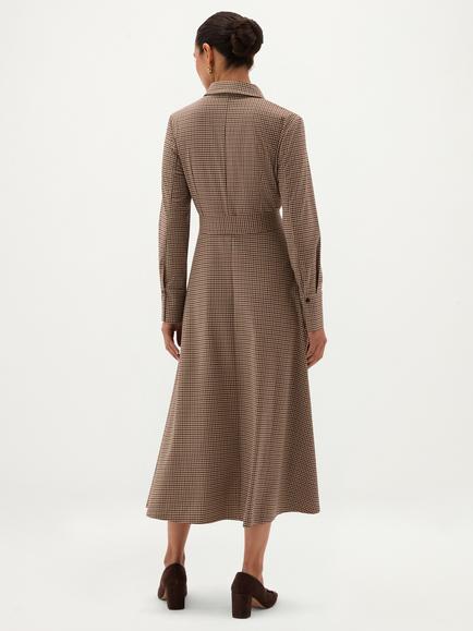 Hobbs Maura Checked Belted Shirt Dress, Beige - view 2, Beige