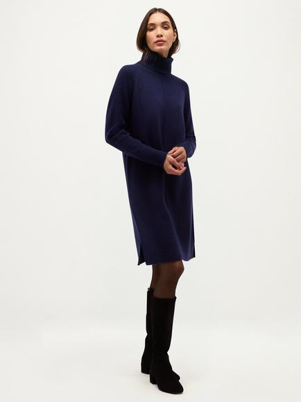 Hobbs Nessa Knitted Roll Neck Dress, Blue, Blue
