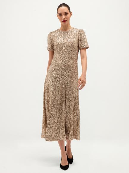 Hobbs Saffie Asymmetric Hem Dress, Gold, Gold