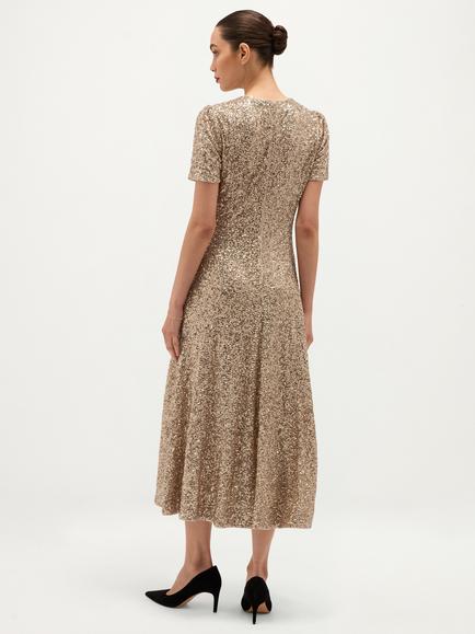 Hobbs Saffie Asymmetric Hem Dress, Gold - view 2, Gold
