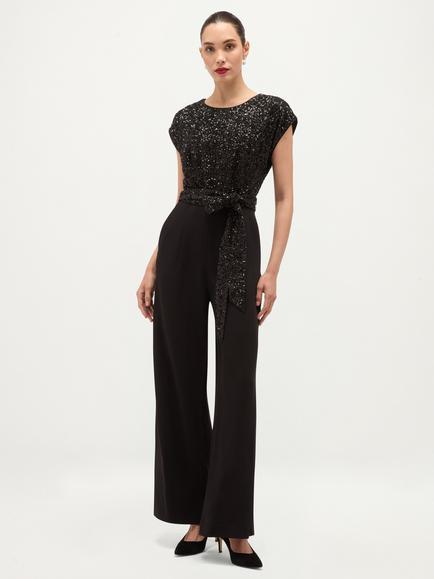 Hobbs Petite Lilah Sequin Jumpsuit, Black, Black