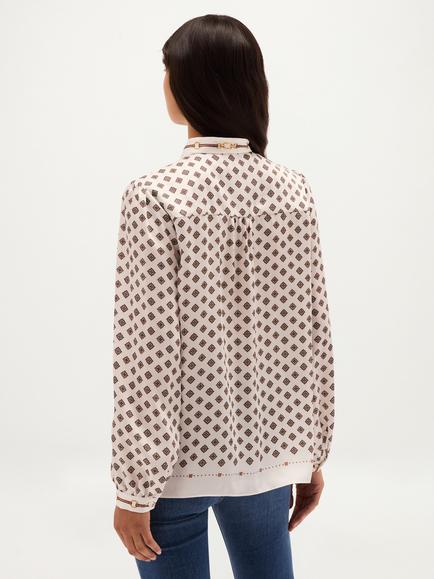 Hobbs Iva Tie Neck Chain Print Blouse, White - view 2, White