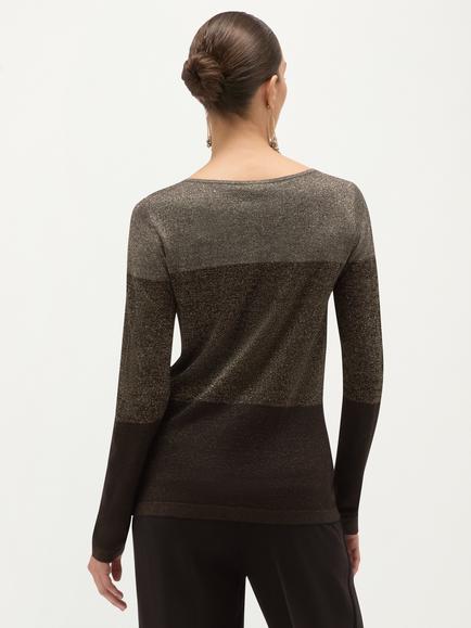 Hobbs Alice Sparkle Stripe Jumper, Black - view 2, Black
