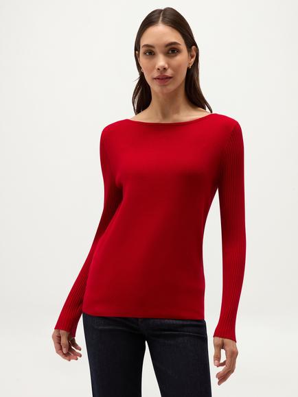 Hobbs Anika Boat Neck Jumper, Red, Red