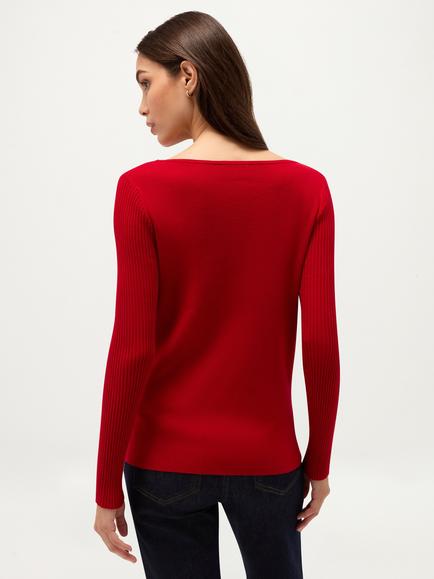 Hobbs Anika Boat Neck Jumper, Red - view 2, Red