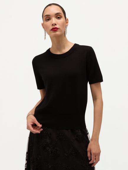 Hobbs Kimmi Cashmere Blend Knitted T-Shirt, Black, Black