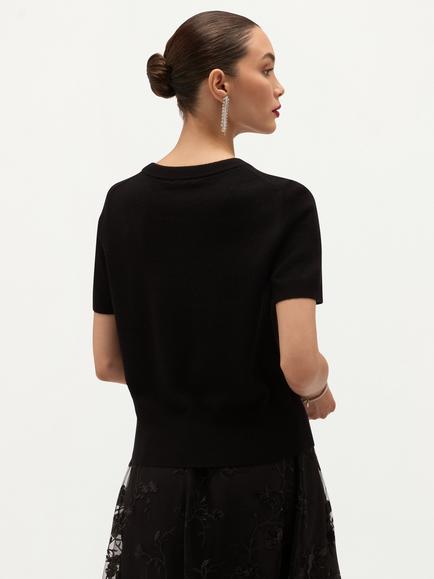 Hobbs Kimmi Cashmere Blend Knitted T-Shirt, Black - view 2, Black