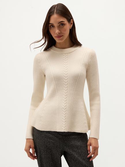 Hobbs Lucie Cable Knit Jumper, Cream, Cream