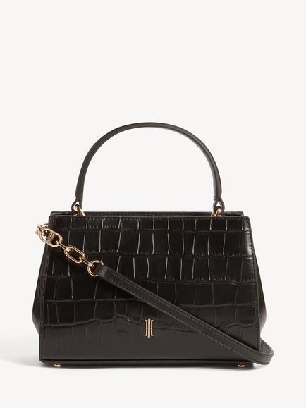 Hobbs Ophelia Bag Mock Croc Leather Bag, Black, Black