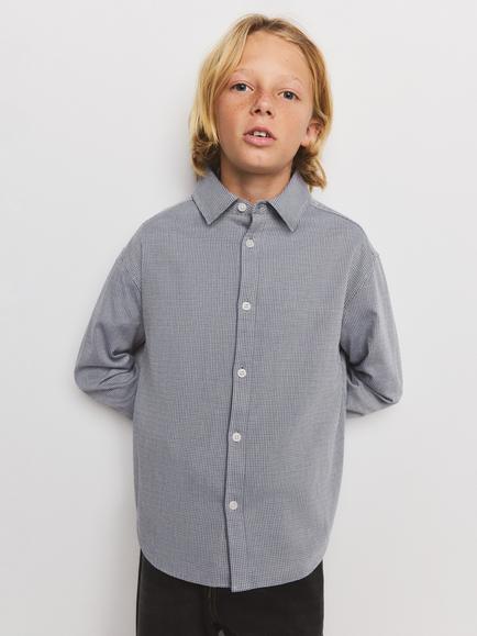 Mango Kids' Checked Shirt, Grey, Grey