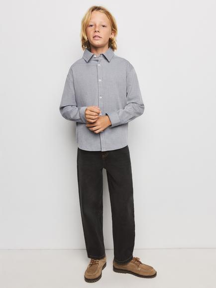Mango Kids' Checked Shirt, Grey - view 2, Grey