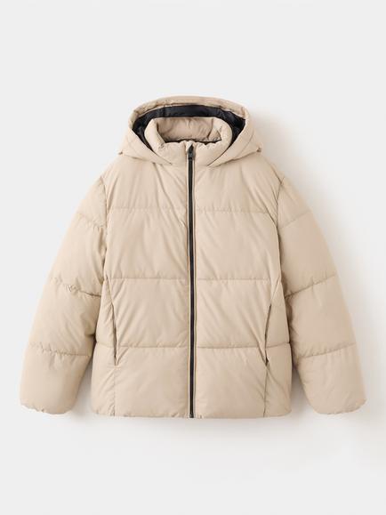 Mango Kids' Sculpted Hood Quilted Coat, Raw