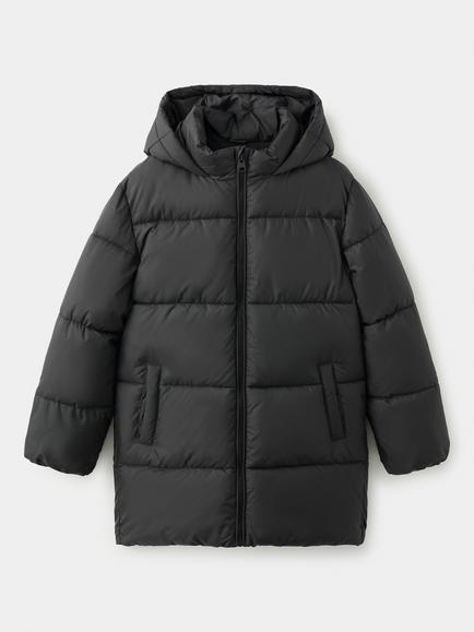 Mango Kids' Long Sleeve Hooded Puffer Coat, Black