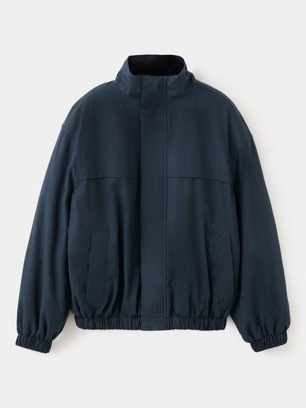 Mango Kids' High Neck Gathered Anorak, Navy, Navy