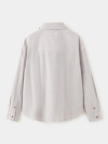 Mango Kids' Camisa Striped Shirt, Brown/Multi - view 2, Brown/Multi