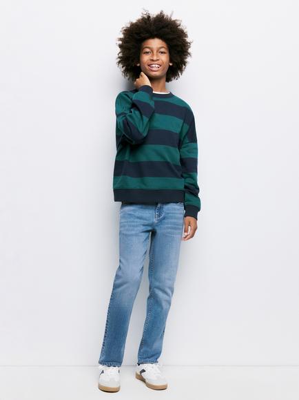 Mango Kids' Tejano Mid Rise Slim Cut Jeans, Mid Blue