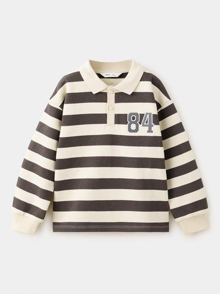 Mango Kids' Sudadera Rugby Shirt, Chocolate, Chocolate