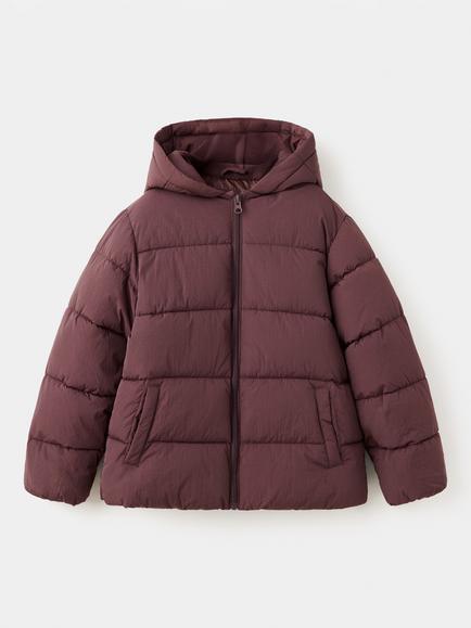 Mango Kids' Hooded Quilted Insulated Puffer Coat, Currant