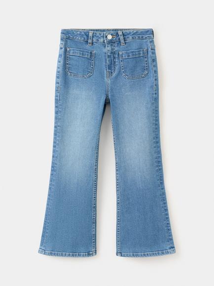 Mango Kids' Tejano Mid Rise Flared Denim Jeans, Mid Blue - view 2, Mid Blue