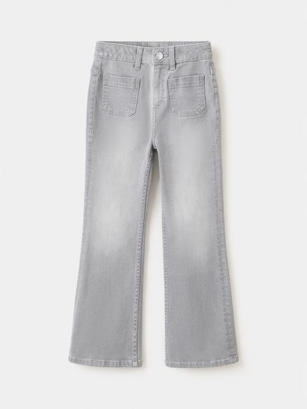 Mango Kids' Tejano Flared Denim Jeans, Grey, Grey