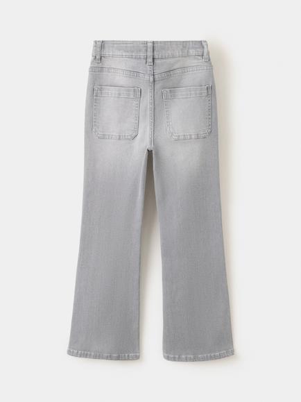 Mango Kids' Tejano Flared Denim Jeans, Grey - view 2, Grey