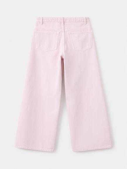 Mango Kids' Tejano Joana High Rise Wide Leg Jeans, Pink - view 2, Pink