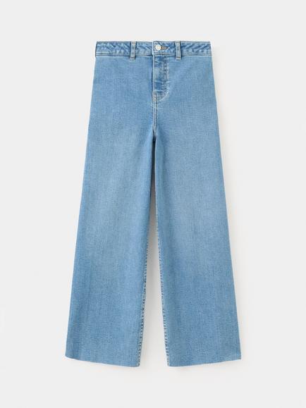 Mango Kids' Tejano Mid Rise Wide Leg Jeans, Mid Blue - view 2, Mid Blue