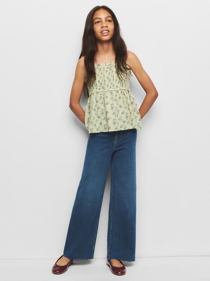 Mango Kids' Tejano Mid Rise Wide Leg Jeans, Dark Blue - view 2, Dark Blue