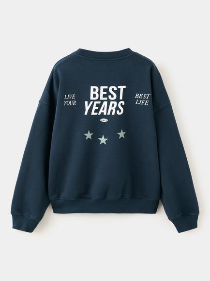Mango Kids' Printed Relaxed Crew Sweatshirt, Navy - view 2, Navy
