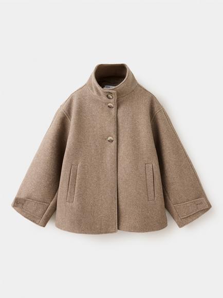 Mango Kids' Funnel Neck Cocoon Coat, Camel, Camel