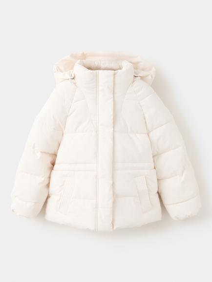Mango Kids' Summit Insulated Hooded Puffer Coat, White