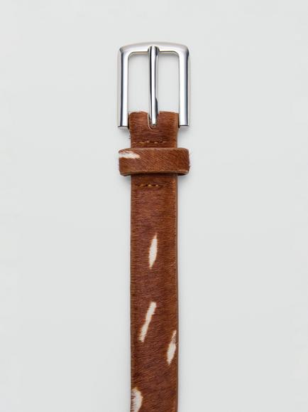 Mango Slim Animal Print Belt, Brown - view 2, Brown