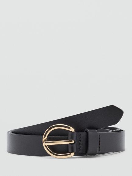 Mango Circle Buckle Waist Belt, Brown