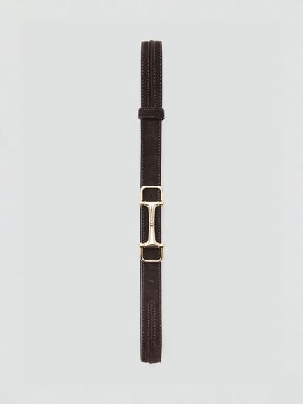 Mango Slim Horsebit Buckle Belt, Chocolate - view 2, Chocolate