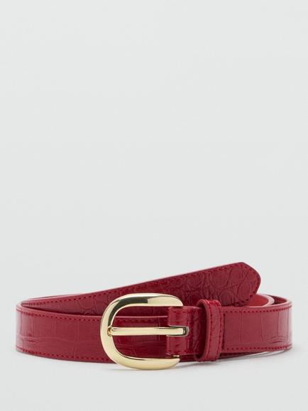 Mango Round Buckle Belt, Red