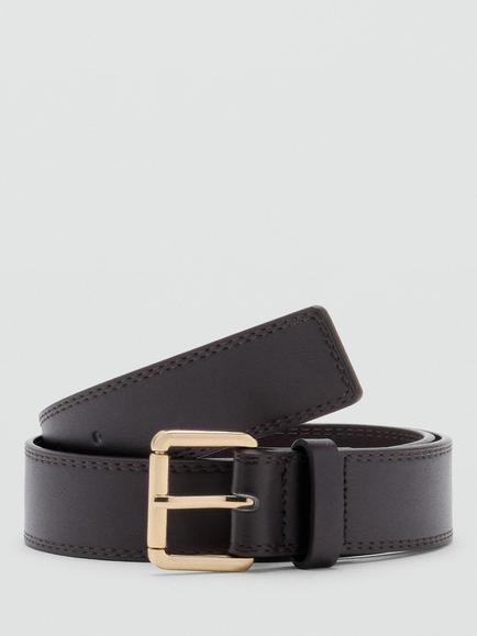 Mango Heritage Smooth Buckle Belt, Chocolate, Chocolate
