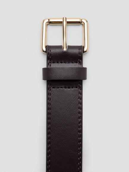 Mango Heritage Smooth Buckle Belt, Chocolate - view 2, Chocolate