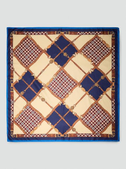 Mango Jinete Printed Square Scarf, Blue, Blue