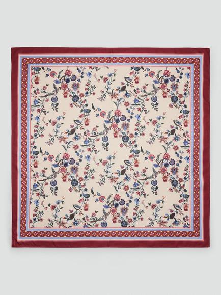Mango Botanical Border Square Scarf, Raw, Raw