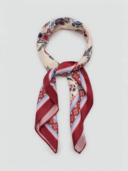 Mango Botanical Border Square Scarf, Raw - view 2, Raw