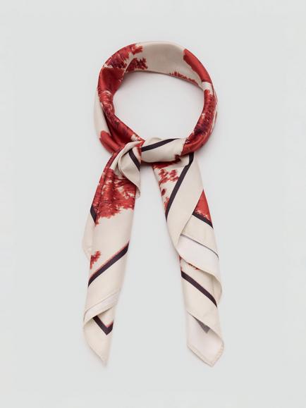 Mango Garden Print Oversized Square Scarf, Terracotta - view 2, Terracotta