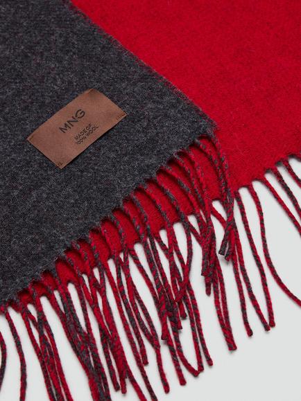 Mango Wool Fringed Scarf, Red - view 2, Red