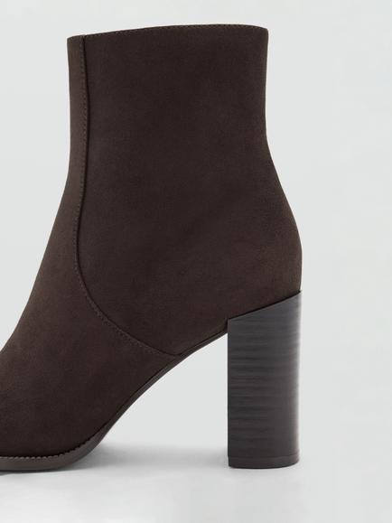 Mango Point Toe Block Heel Ankle Boots, Brown - view 2, Brown