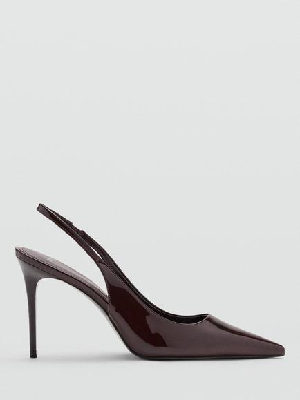 Mango Patent Point Toe Stiletto Heel Sandals, Bordeaux, Bordeaux