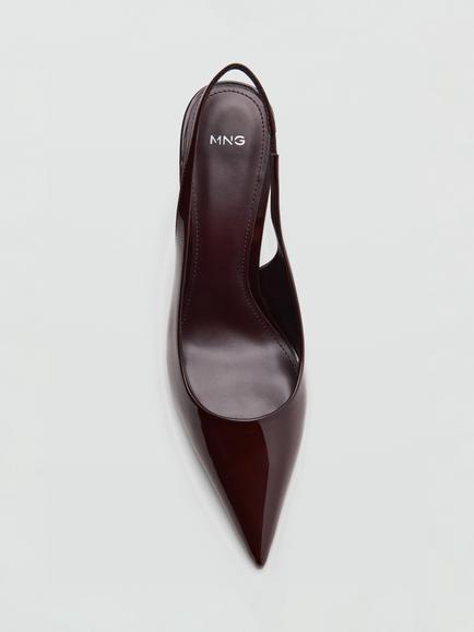 Mango Patent Point Toe Stiletto Heel Sandals, Bordeaux - view 2, Bordeaux