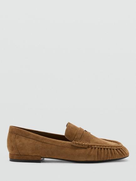 Mango Slip On Faux Suede Loafers, Tobacco, Tobacco
