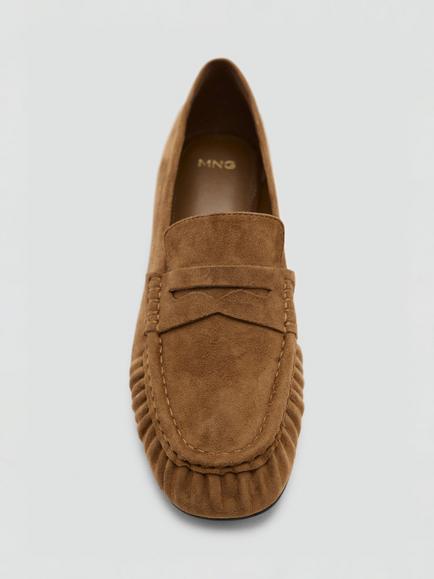 Mango Slip On Faux Suede Loafers, Tobacco - view 2, Tobacco